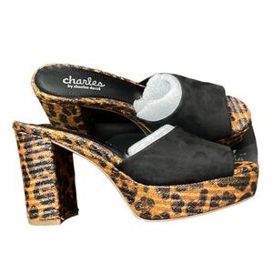 NEW $100 Charles David Myles Leopard Block Heel Sandal - Size 8.5